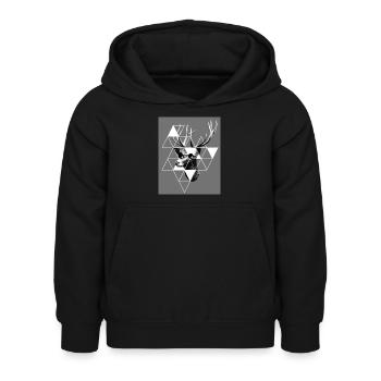 Hirschkopf - Hirsch - Hipster - Kinder Hoodie - Schwarz - Vorne - AI Model Kid Female (0cm)