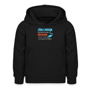 Human Cable Social Recharge humor - Kids Hoodie - black - Front - AI Model Kid Female (0cm)