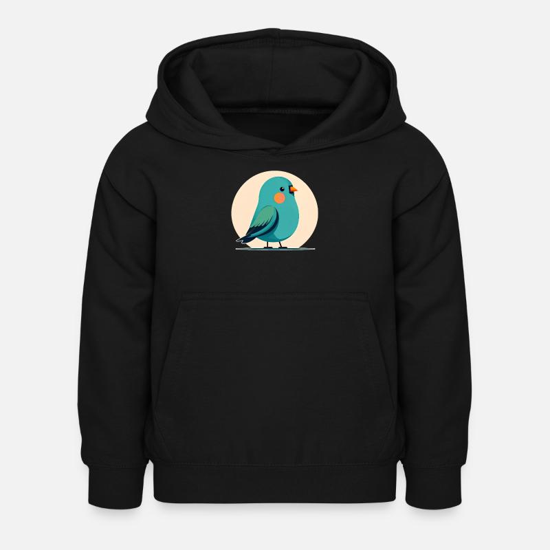 Kleiner grün-blauer Vogel - Kinder Hoodie - Schwarz