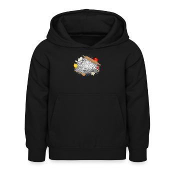 Flour and ingredients – atmospheric kitchen motif - Kids Hoodie - black - Front - AI Model Kid Female (0cm)