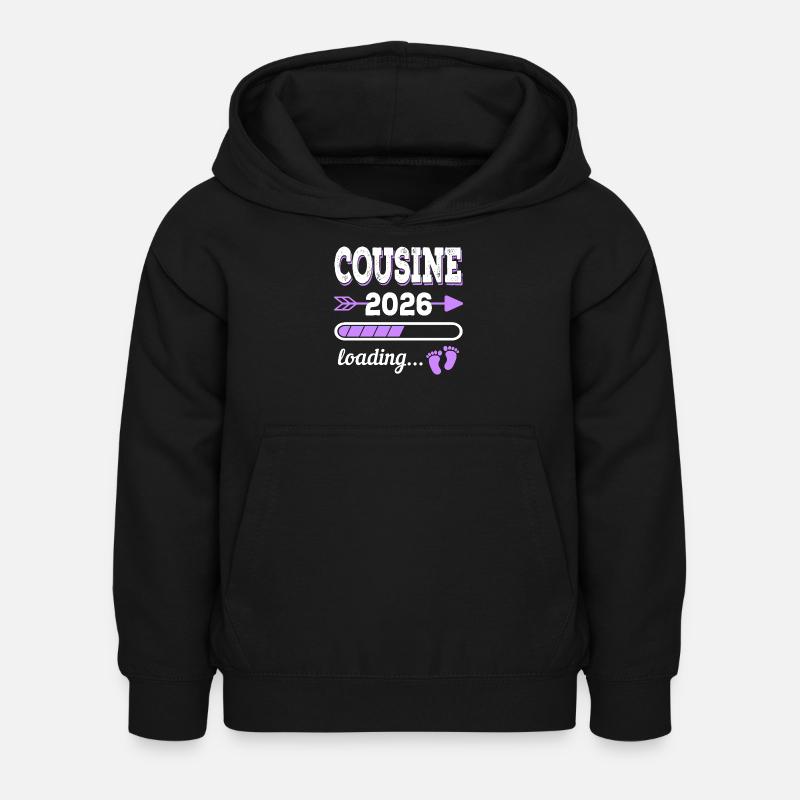 Cousine 2026 Loading Schwangerschaft Geschenkidee - Kinder Hoodie - Schwarz
