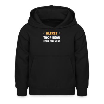 Alexis Trop Beau Pour Être Vrai - Sweat à capuche Enfant - noir - Devant - AI Model Kid Female (0cm)