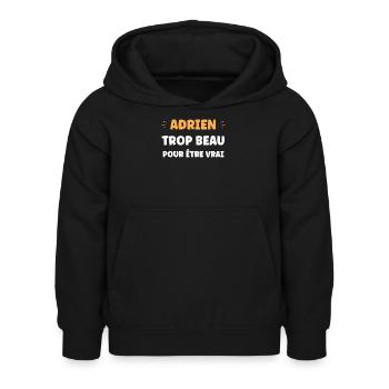 Adrien Trop Beau Pour Être Vrai - Sweat à capuche Enfant - noir - Devant - AI Model Kid Female (0cm)