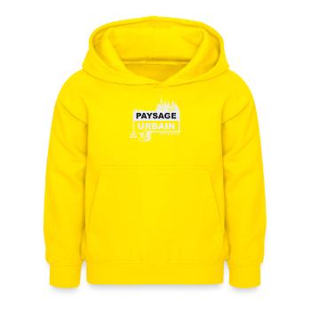 Paysage urbain - français - prêt quand vous voulez - Sweat à capuche Enfant - jaune - Devant - AI Model Kid Female (0cm)