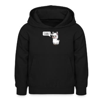 Bleibt Stabil! So wie das kleine Lama - Kinder Hoodie - Schwarz - Vorne - AI Model Kid Female (0cm)