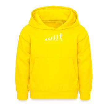 COURSE DE JOGGING FEMME, COURSE PUISSANTE ! JOGGING, COURSE - Sweat à capuche Enfant - jaune - Devant - AI Model Kid Female (0cm)