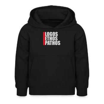 Logos Ethos Pathos Rhetoric Philosophy Student - Kids Hoodie - black - Front - AI Model Kid Female (0cm)