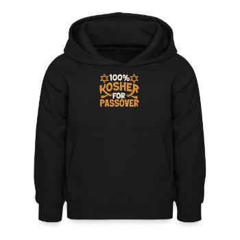 100 % casher pour la fierté juive drôle de Pessa’h - Sweat à capuche Enfant - noir - Devant - AI Model Kid Female (0cm)