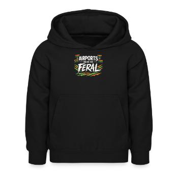 Reiseangst-humor, Flughafen-chaos, Fliegen Ist - Kinder Hoodie - Schwarz - Vorne - AI Model Kid Female (0cm)