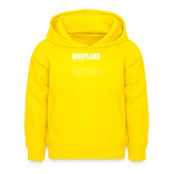 Maryland Flag Power Motif - Kids Hoodie - yellow - Front - AI Model Kid Female (0cm)