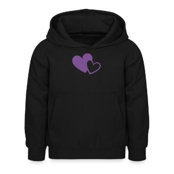 Cœur violet deux cœurs violets cadeau - Sweat à capuche Enfant - noir - Devant - AI Model Kid Female (0cm)