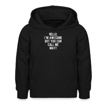 Bonjour, je suis génial, appelez-moi Matt, citation drôle - Sweat à capuche Enfant - noir - Devant - AI Model Kid Female (0cm)