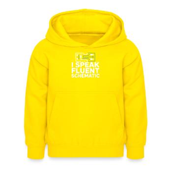Je parle couramment la technologie des schémas circuités - Sweat à capuche Enfant - jaune - Devant - AI Model Kid Female (0cm)