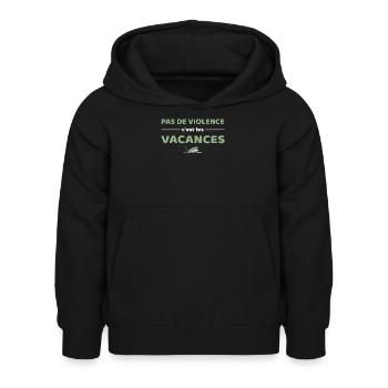 Pas de violence, c'est les vacances - Ygor - Sweat à capuche Enfant - noir - Devant - AI Model Kid Female (0cm)