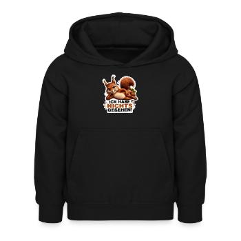 Ich habe nichts gesehen – Freches Eichhörnchen - Kinder Hoodie - Schwarz - Vorne - AI Model Kid Female (0cm)
