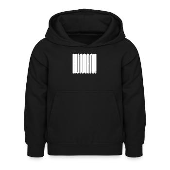 MENSCH! Fette geometrische Typografie-Aussage - Kinder Hoodie - Schwarz - Vorne - AI Model Kid Female (0cm)