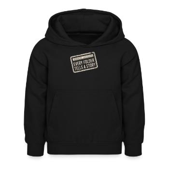 Jeder Ordner erzählt eine Geschichte - Kinder Hoodie - Schwarz - Vorne - AI Model Kid Female (0cm)