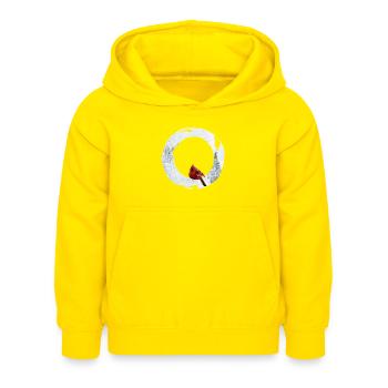 O – caractère décoratif – hiver - Sweat à capuche Enfant - jaune - Devant - AI Model Kid Female (0cm)