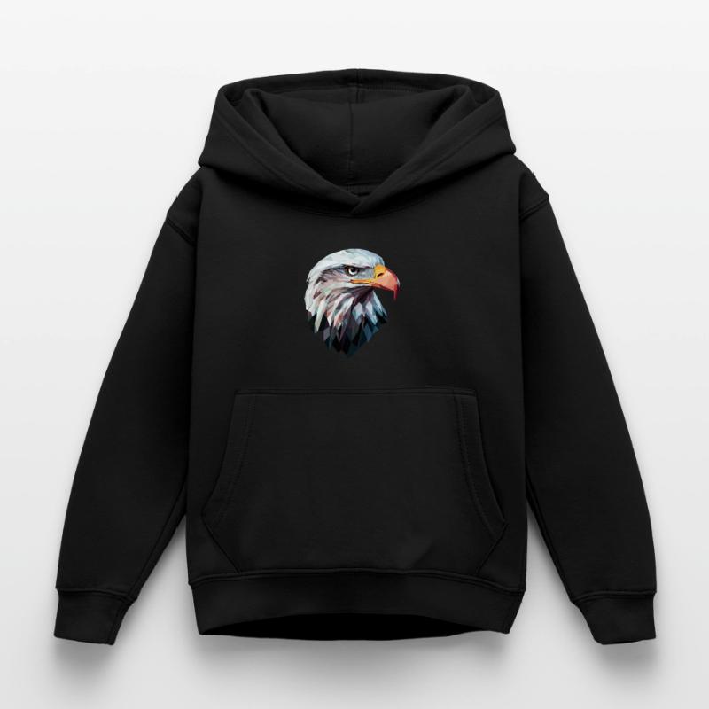 Conception de logo Eagle Head Low Poly Art Sweat à capuche Enfant