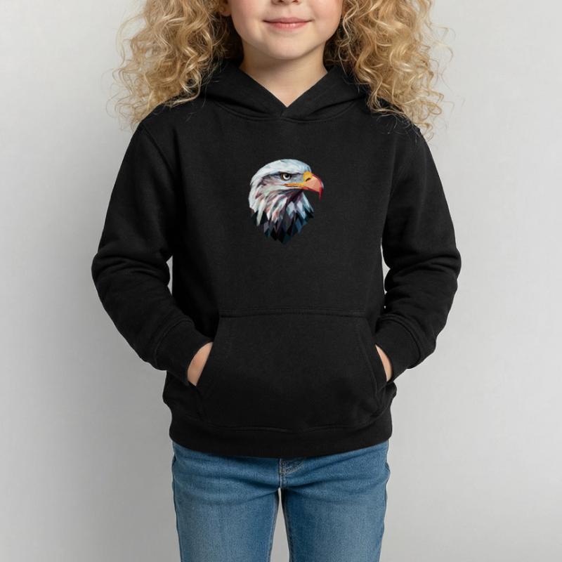 Conception de logo Eagle Head Low Poly Art Sweat à capuche Enfant