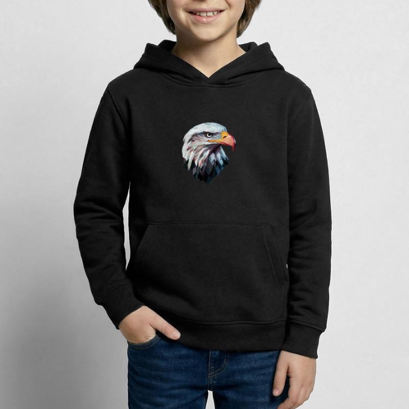 Conception de logo Eagle Head Low Poly Art Sweat à capuche Enfant