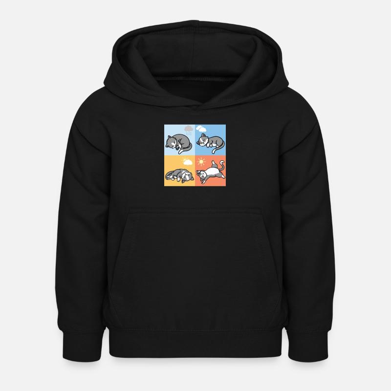 drôle de temps dormant les chats câlins tenue - Sweat à capuche Enfant - noir
