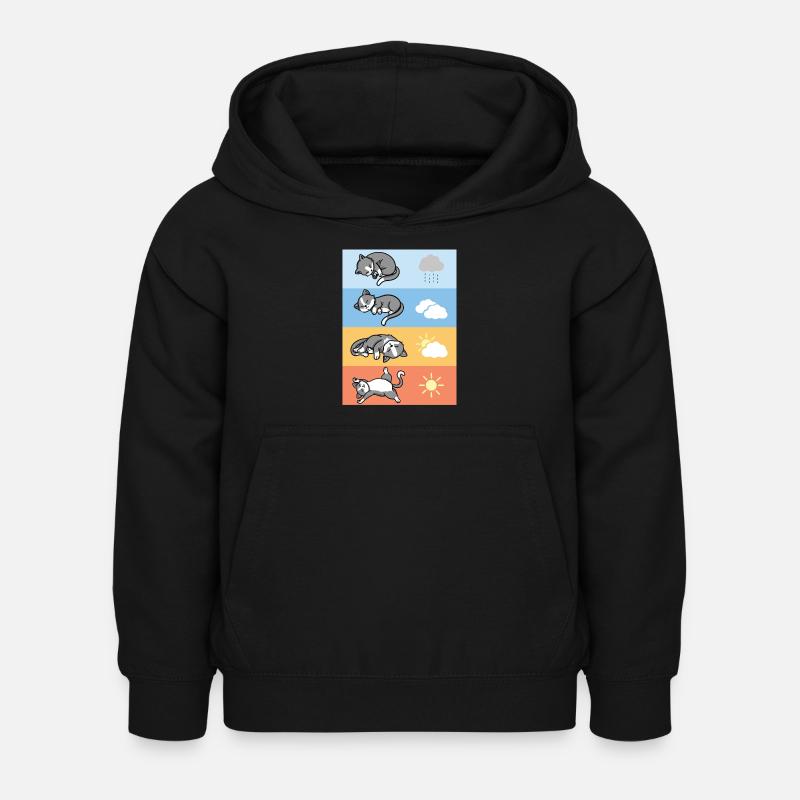 drôle de temps dormant les chats câlins tenue - Sweat à capuche Enfant - noir