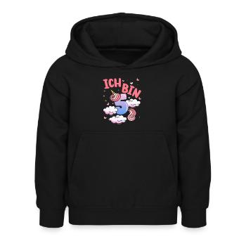 Ich Bin 5 Jahre Alt | Einhorn-thema | 5. - Kinder Hoodie - Schwarz - Vorne - AI Model Kid Female (0cm)
