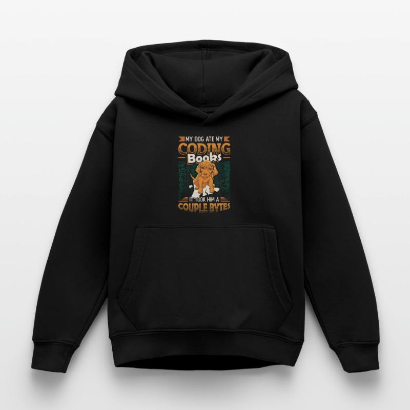 Dog Bytes Code Computer Joke Programming Kids Hoodie