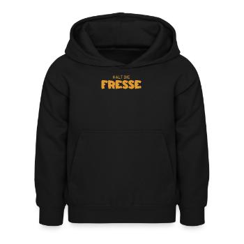 Halt die Fresse - Cooler Spruch - Kinder Hoodie - Schwarz - Vorne - AI Model Kid Female (0cm)