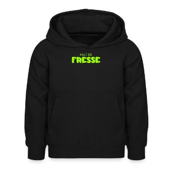Halt die Fresse - Cooler Spruch - Kinder Hoodie - Schwarz - Vorne - AI Model Kid Female (0cm)