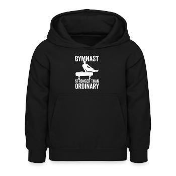Männlicher Turner - Turner stärker als gewöhnlich - Kinder Hoodie - Schwarz - Vorne - AI Model Kid Female (0cm)