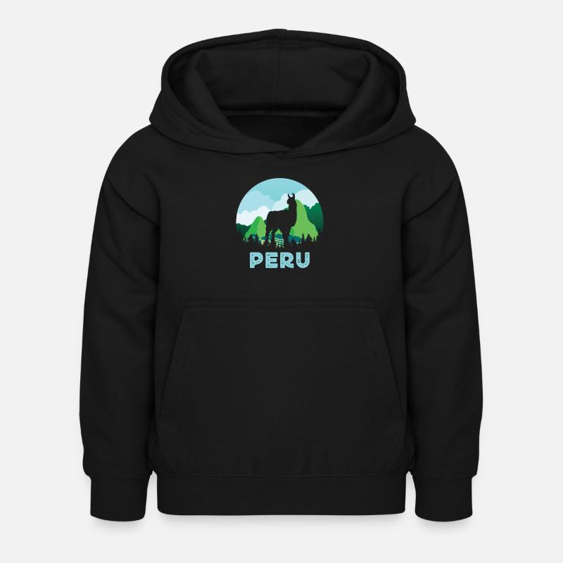 Peru, Perulama - Kinder Hoodie - Schwarz