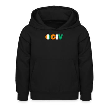 Côte d’Ivoire - Sweat à capuche Enfant - noir - Devant - AI Model Kid Female (0cm)