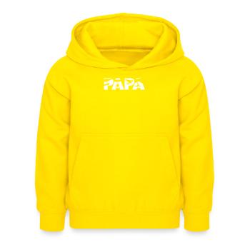 Papa Hangglider Pilot Musikalische Silhouette Slogan - Kinder Hoodie - Gelb - Vorne - AI Model Kid Female (0cm)