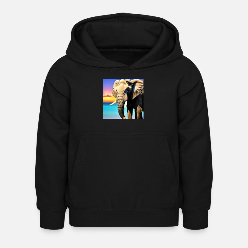 Eléphant au coucher du soleil - Sweat à capuche Enfant - noir