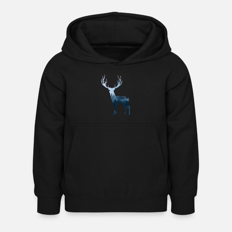 Forêt de cerf - Sweat à capuche Enfant - noir