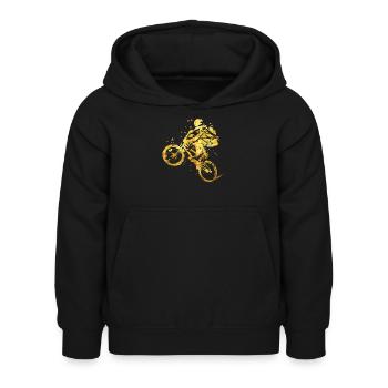 Bike - BMX - Fahrrad - Mountainbike - Gold - BMX - Kinder Hoodie - Schwarz - Vorne - AI Model Kid Female (0cm)