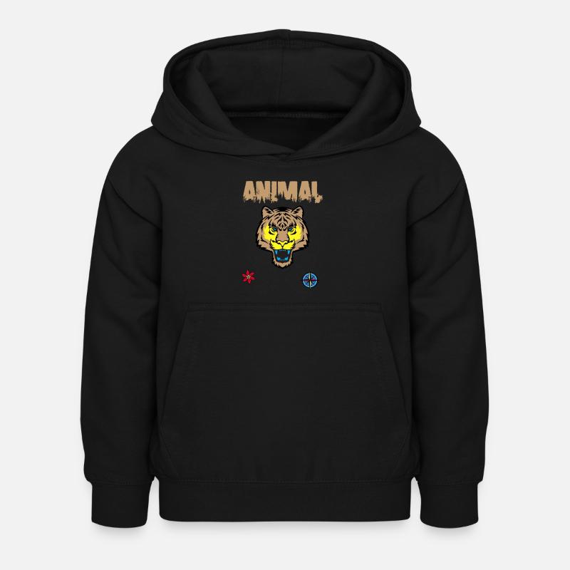 tiger face drawing - Kids Hoodie - black