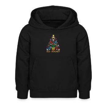 Eishockey Weihnachtsbaum Weihnachten - Kinder Hoodie - Schwarz - Vorne - AI Model Kid Female (0cm)