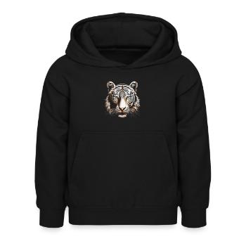 Dynamic Op Art Tiger Canvas Print - Kids Hoodie - black - Front - AI Model Kid Female (0cm)