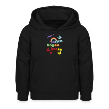 Chat arc-en-ciel - chemise de deuil - perte - Sweat à capuche Enfant - noir - Devant - AI Model Kid Female (0cm)