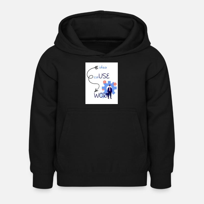 Idea cause work. An idea creates a work. - Kids Hoodie - black