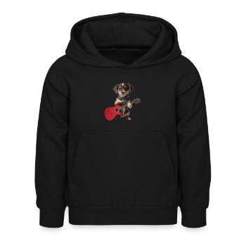 Dog Puppy Gitarre - Kinder Hoodie - Schwarz - Vorne - AI Model Kid Female (0cm)