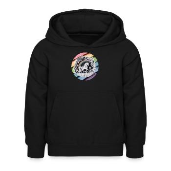 Niedliches Einhorn Regenbogen Scherenschnitt - Kinder Hoodie - Schwarz - Vorne - AI Model Kid Female (0cm)