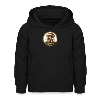 Conception d’un champignon comme une maison de conte de fées dans la forêt - Sweat à capuche Enfant - noir - Devant - AI Model Kid Female (0cm)