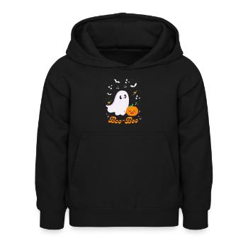 Süßer Geist & Kürbis - Kinder Hoodie - Schwarz - Vorne - AI Model Kid Female (0cm)