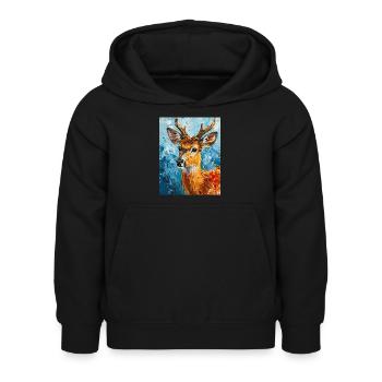 Image de cerf - Sweat à capuche Enfant - noir - Devant - AI Model Kid Female (0cm)