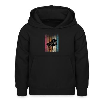 Retro Vintage Klavierspieler Klavier - Kinder Hoodie - Schwarz - Vorne - AI Model Kid Female (0cm)