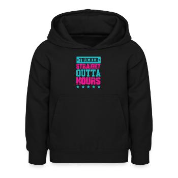 camionneur tout droit sorti - Sweat à capuche Enfant - noir - Devant - AI Model Kid Female (0cm)